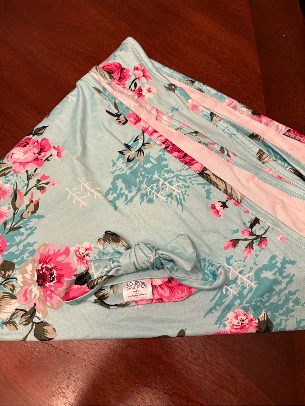 Double Sprinkles baby blanket and matching bow.
